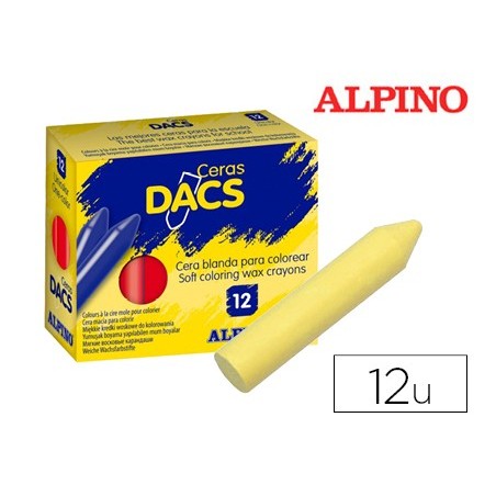 Lapices cera dacs unicolor amarillo claro caja de 12 unidades