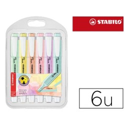 Rotulador stabilo fluorescente swing cool color pastel bolsa de 6 unidades colores surtidos