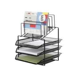 Bandeja clasificadora sobres q-connect kf17296 metalica rejilla negra 3 bandejas 300x350x420 mm