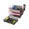 Organizador sobremesa q-connect kf17291 bandeja metalica rejilla negra con 6 departamentos 235x183x65 mm