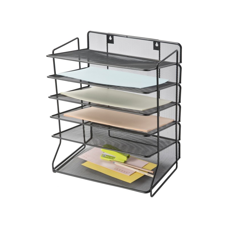 Bandeja sobremesa q-connect kf17289 metalica rejilla negra 6 bandejas 325x230x390 mm