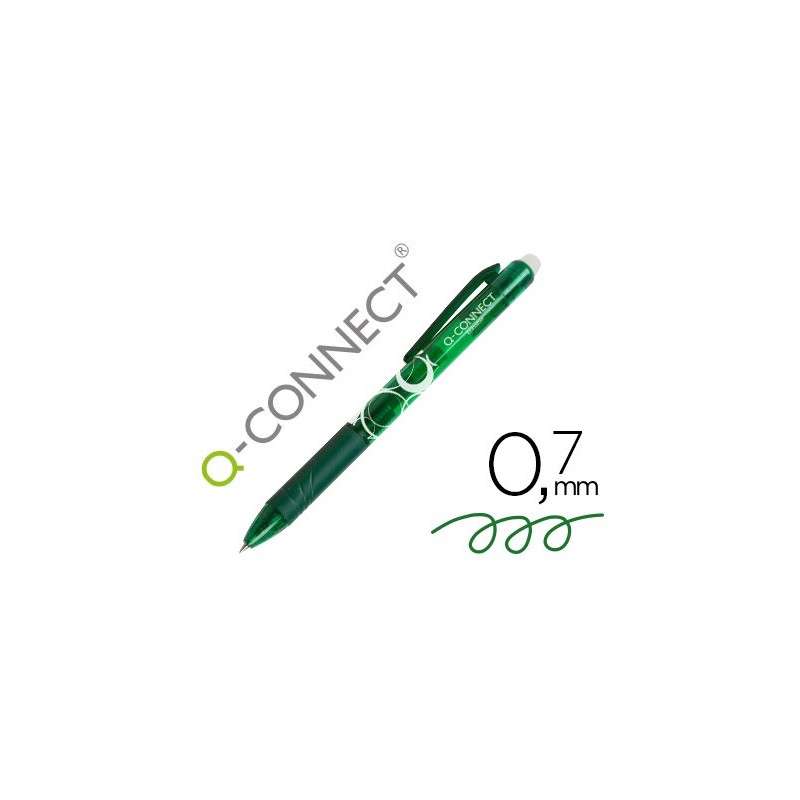 Boligrafo q-connect retractil borrable 0,7 mm color verde Boligrafo q-connect retractil borrable 0,7 mm color verde