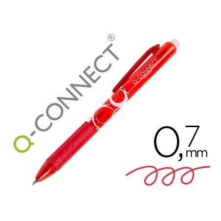 Boligrafo q-connect retractil borrable 0,7 mm color rojo