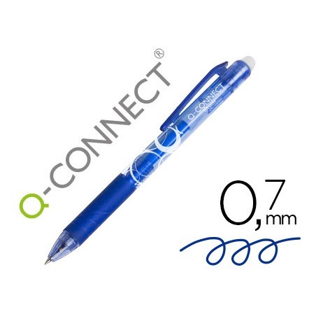Boligrafo q-connect retractil borrable 0,7 mm color azul