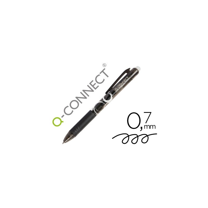 Boligrafo q-connect retractil borrable 0,7 mm color negro Boligrafo q-connect retractil borrable 0,7 mm color negro