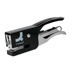 Grapadora q-connect kf22340 de tenaza metalica color negro capacidad 12 hojas usa grapas numero 10