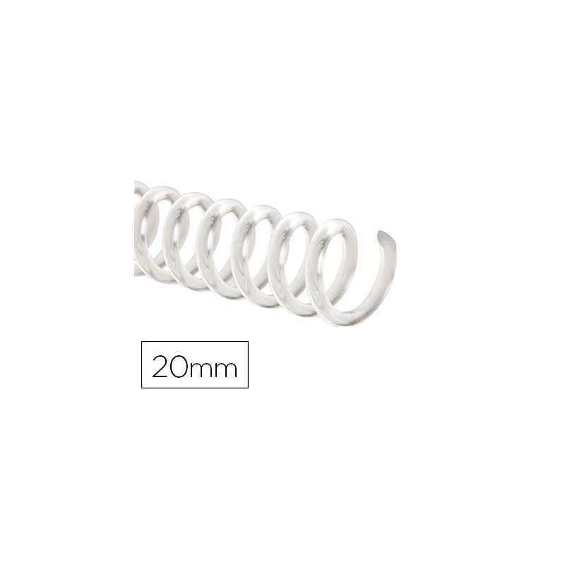 Espiral plastico q-connect transparente 32 5:1 20mm 2mm caja de 100 unidades