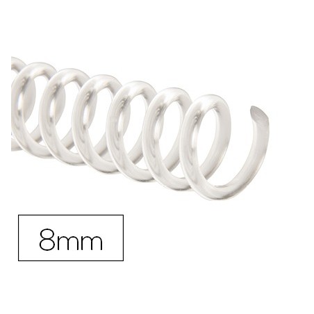 Espiral plastico q-connect transparente 32 5:1 8mm 1,8mm caja de 100 unidades