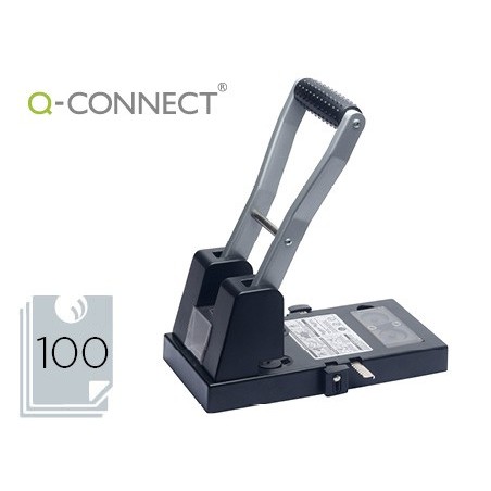 Taladrador q-connect kf18766 negro 2 taladros abertura 10 mm capacidad 100 hojas