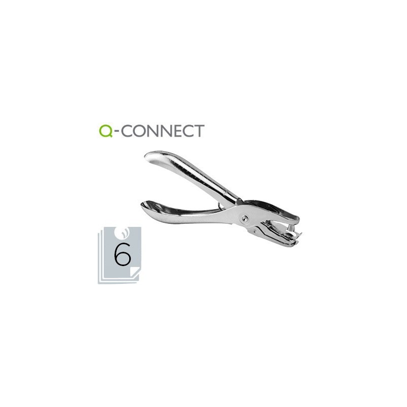 Taladrador q-connect kf18765 de tenaza metalico cromado 1 taladro abertura 6 mm capacidad 6 hojas