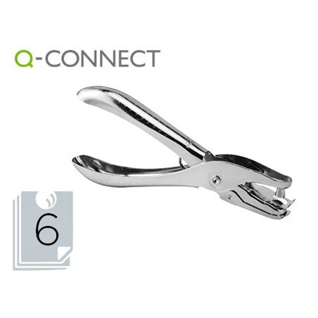 Taladrador q-connect kf18765 de tenaza metalico cromado 1 taladro abertura 6 mm capacidad 6 hojas