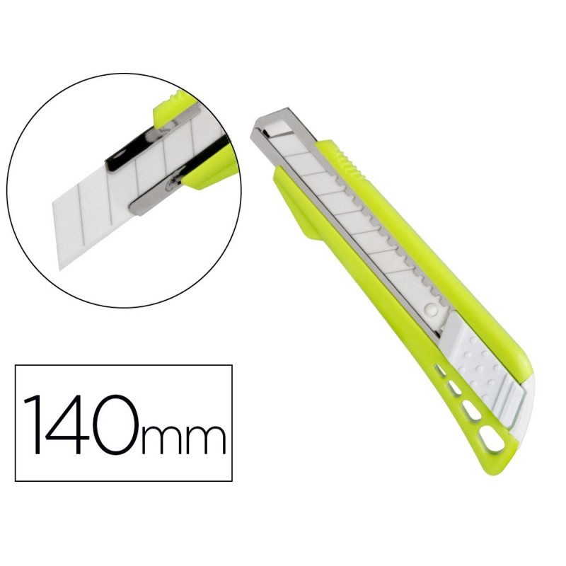 Cuter q-connect plastico ancho con guia metalica cuchilla ceramica 18 mm xd-43 blister 1 unidad