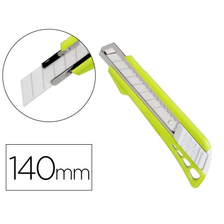 Cuter q-connect plastico ancho con guia metalica cuchilla ceramica 18 mm xd-43 blister 1 unidad