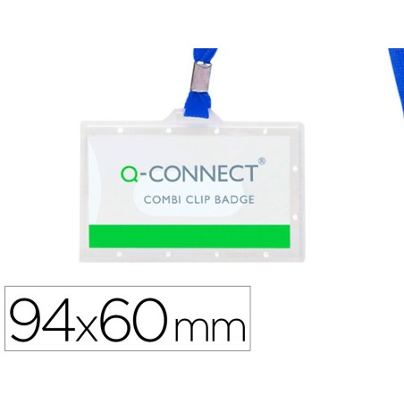 Identificador q-connect kf17112 con cordon plano azul y apertura lateral 94x60 mm