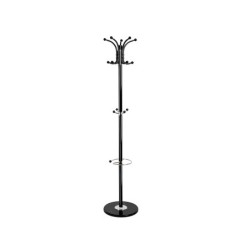 Perchero metalico q-connect negro de pie 10 colgadores y paraguero 174x40 cm