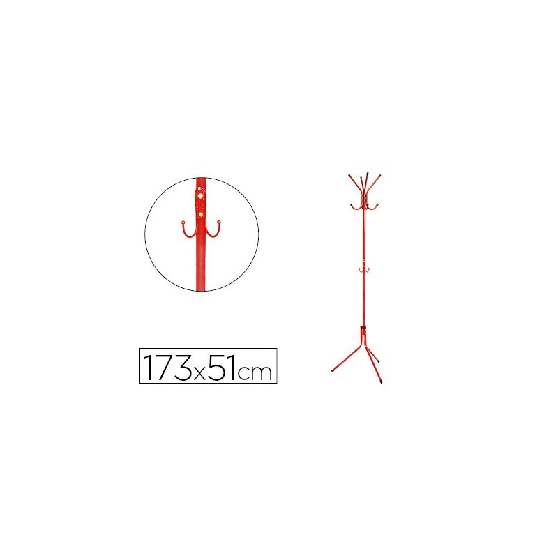 Perchero metalico q-connect rojo 8 colgadores 173x51 cm