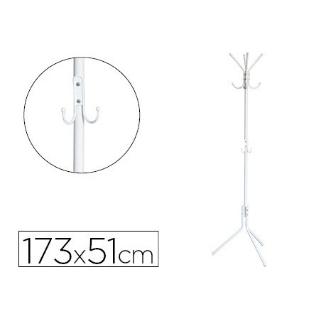 Perchero metalico q-connect blanco 8 colgadores 173x51 cm
