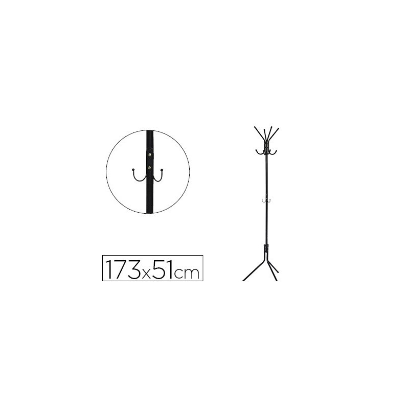 Perchero metalico q-connect negro 8 colgadores 173x51 cm