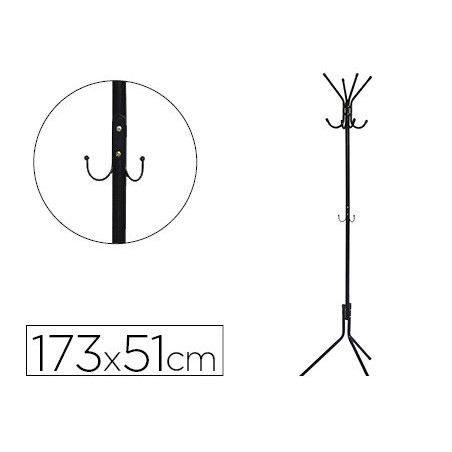 Perchero metalico q-connect negro 8 colgadores 173x51 cm
