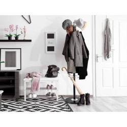 Perchero metalico q-connect negro de pie 10 colgadores y paraguero 174x40 cm