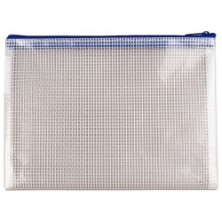Bolsa multiusos q-connect malla din a5 apertura superior con cremallera azul