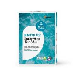 Papel fotocopiadora nautilus superwhite 100% reciclado din a4 80 gramos paquete de 500 hojas