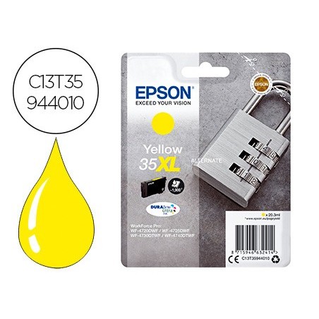 Ink-jet epson 35xl t3594 pro wf-4720dwf / 4725dwf / 4730dtwf / 4740dtwf amarillo alta capacidad 1900 paginas