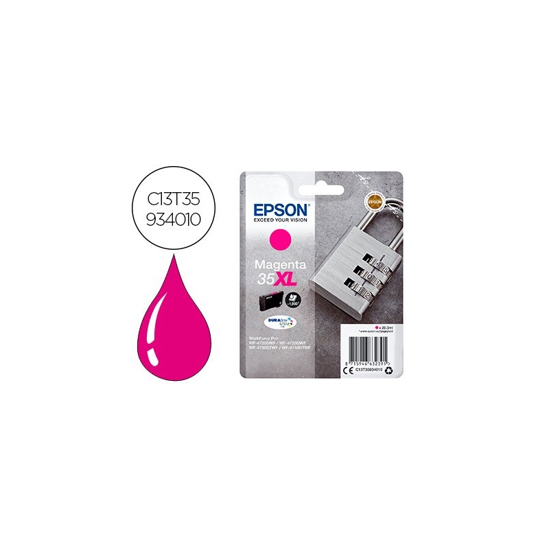 Ink-jet epson 35xl t3593 pro wf-4720dwf / 4725dwf / 4730dtwf / 4740dtwf magenta alta capacidad 1900 paginas