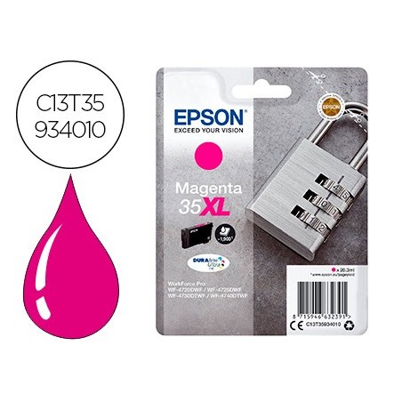 Ink-jet epson 35xl t3593 pro wf-4720dwf / 4725dwf / 4730dtwf / 4740dtwf magenta alta capacidad 1900 paginas