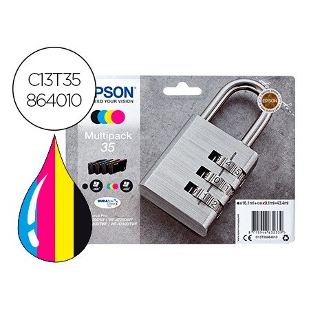 Ink-jet epson 35 t3586 pro wf-4720dwf / 4725dwf / 4730dtwf / 4740dtwf multipack negro amarillo cian magenta