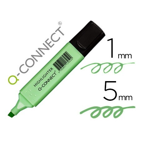 Rotulador q-connect fluorescente pastel verde punta biselada