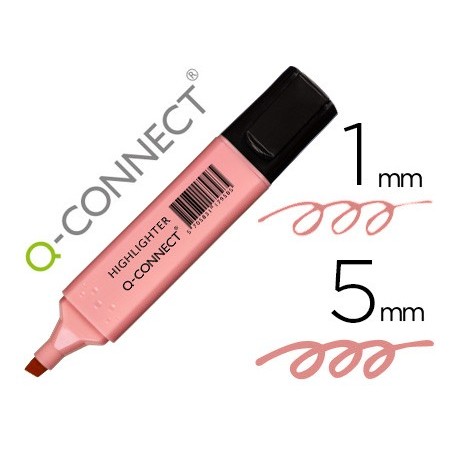 Rotulador q-connect fluorescente pastel rosa punta biselada