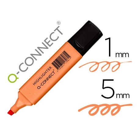 Rotulador q-connect fluorescente pastel naranja punta biselada