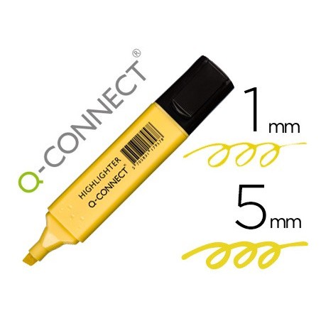 Rotulador q-connect fluorescente pastel amarillo punta biselada