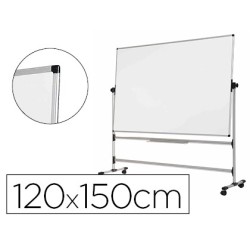 Pizarra blanca bi-office blanca de acero vitrifricado volteable doble cara 120x150 cm