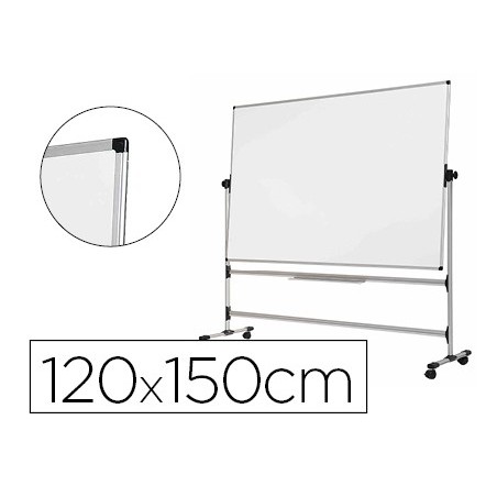 Pizarra blanca bi-office blanca de acero vitrifricado volteable doble cara 120x150 cm
