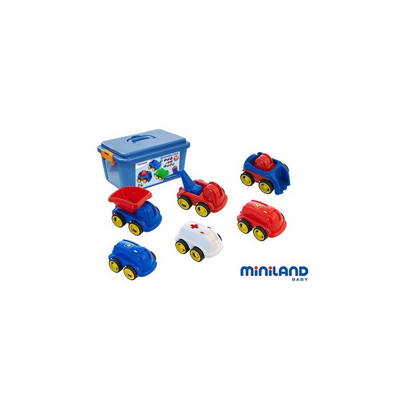 Juego didactico miniland con 10 vehiculos profesionales flexibles para trabajar la educacion vial