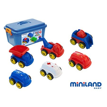 Juego didactico miniland con 10 vehiculos profesionales flexibles para trabajar la educacion vial