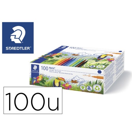 Rotulador staedtler noris 326 school pack de 100 unidades colores surtidos 10 x color