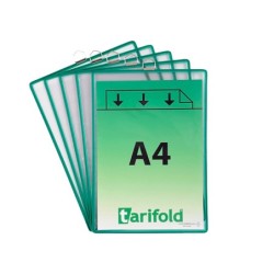 Funda para colgar tarifold din a4 pvc con anilla marco verde pack de 5 unidades