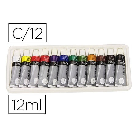 Pintura acrilica daler rowney simply caja de 12 colores surtidos tubo de 12 ml