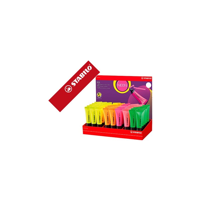 Rotulador stabilo fluorescente 72 neon expositor de 45 unidades colores surtidos