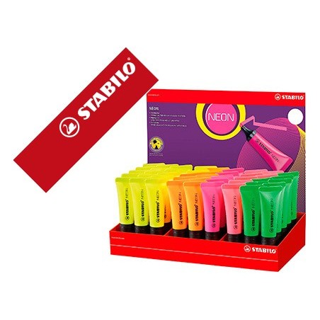 Rotulador stabilo fluorescente 72 neon expositor de 45 unidades colores surtidos