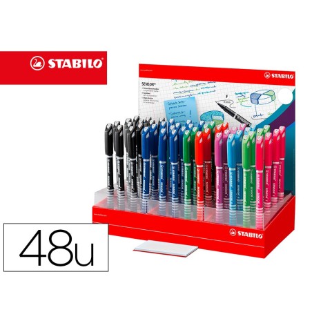 Rotulador stabilo sensor punta de fibra 0,3 mm expositor de 48 unidades colores surtidos