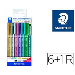 Rotulador staedtler metalico 8323 blister de 6 unidades colores surtidos  1 rotulador calibrado 308 c2-9