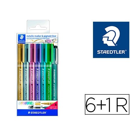 Rotulador staedtler metalico 8323 blister de 6 unidades colores surtidos  1 rotulador calibrado 308 c2-9