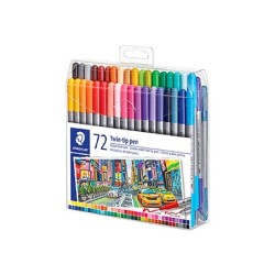 Rotulador staedtler doble punta de fibra 3200 estuche de 72 unidades colores surtidos