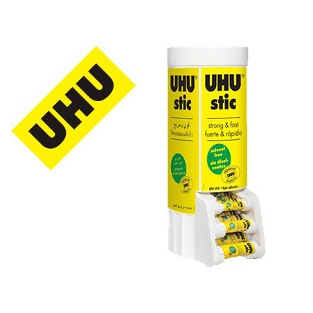 Pegamento uhu barra expositor sobremesa multiformato 8-21-40 gr 530x190x210 mm  12 uds sin cargo 21 gr