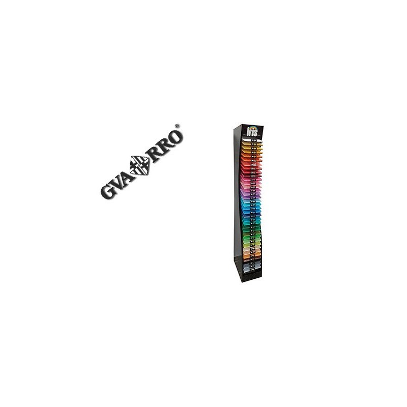 Expositor guarro metalico vacio 36 estantes para cartulina iris din a4 185 gr 30x40x200 cm