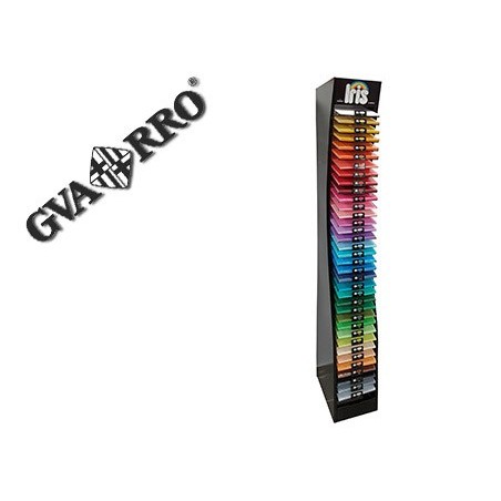 Expositor guarro metalico vacio 36 estantes para cartulina iris din a4 185 gr 30x40x200 cm